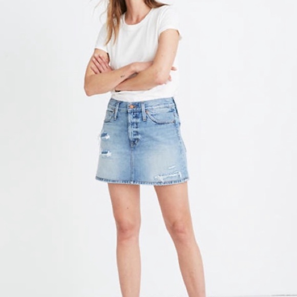 Madewell Rigid Distressed Denim Skirt Size 6 - Picture 1 of 11